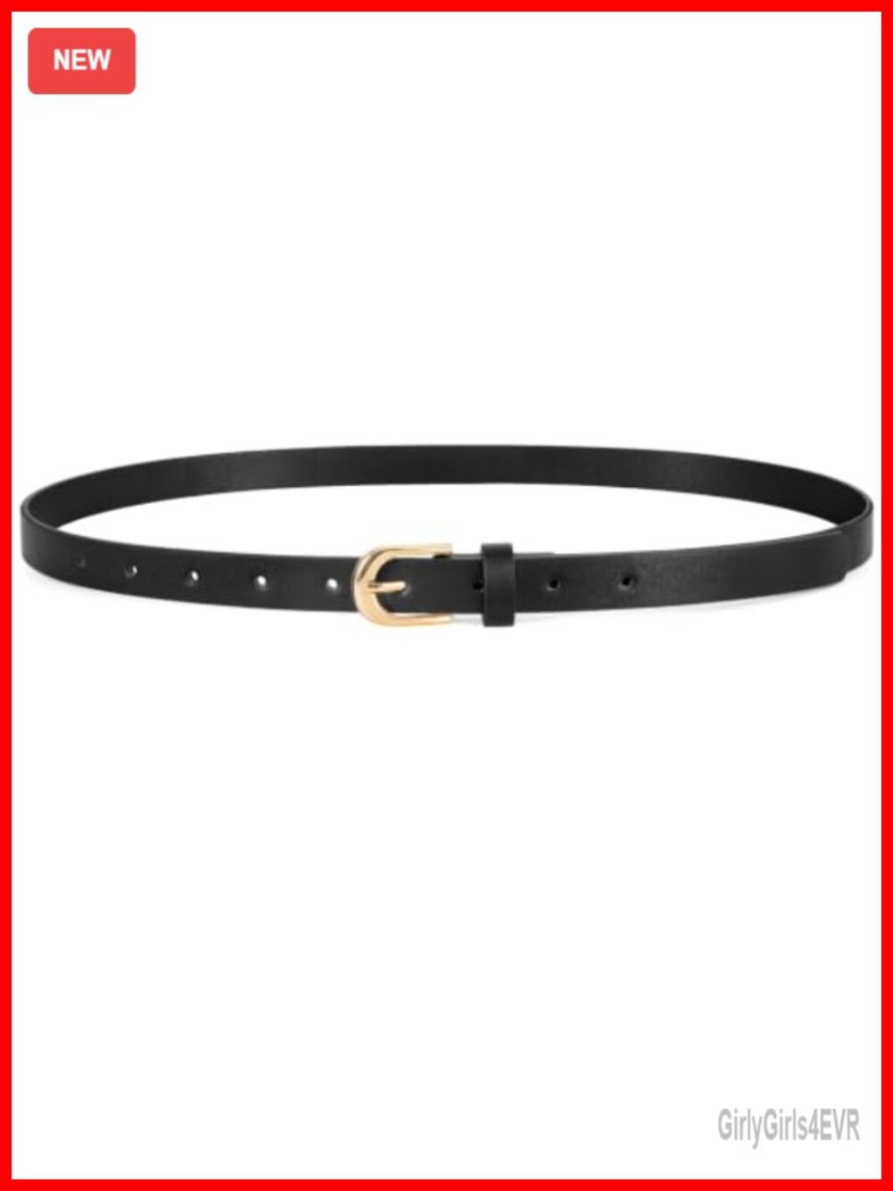 Skinny Faux Leather Belt with Gold Pin Buckle Adjustable